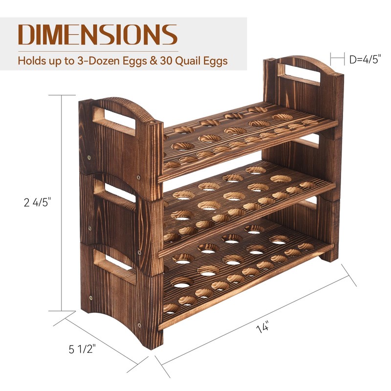 Wooden Egg Holder 3 Layer Fresh Egg Rack Holders Countertop