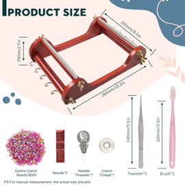 INDIVSHOW The Wooden Bead Loom Set with 20g Seed Bead,Needle,Cotton Thread,Needle Threader,Tweezre and Some Small Accessories,Tools for Bracelet,Necklace,Belts Jewelry Making