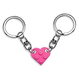 2pcs Brick Matching Heart Keychain Set Best Friend Keychain for Friendship Boyfriend Girlfriend BFF Heart Key Ring Set Couples Matching Stuff Gifts for Valentines Birthday Anniversaries（Rose Red）