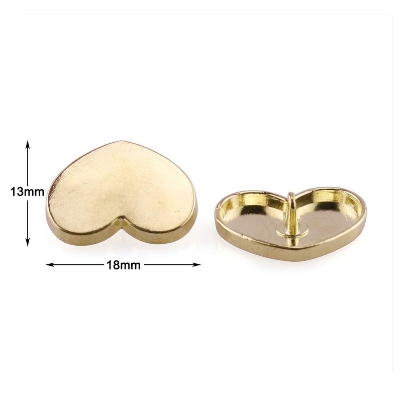 PZRT 6pcs 25mm Metal Heart-Shaped Buttons Fashion Women's Sewing Garment