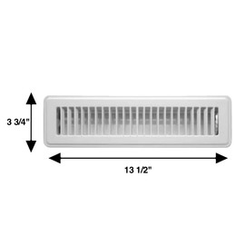 Rocky Mountain Goods White Floor Register for 2"x12" Duct Opening (Actual Dimensions 3 3/4" x 13 1/2") - Heavy Duty - Walkable - Premium Finish - Easy Adjust Air Supply Lever