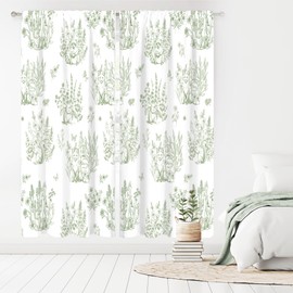 MESHELLY Nursery Curtains 42Wx63H Inch Rod Pocket Vintage Sage Green Flower Country Curtains for Kid Bedroom Cute Cartoon Safari Animal Wildlife Plant Floral Toddler Living Room Window Drapes 2 Panel