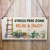 Second Ave Funny Garden Stress Free Zone Wooden Hanging Gift
