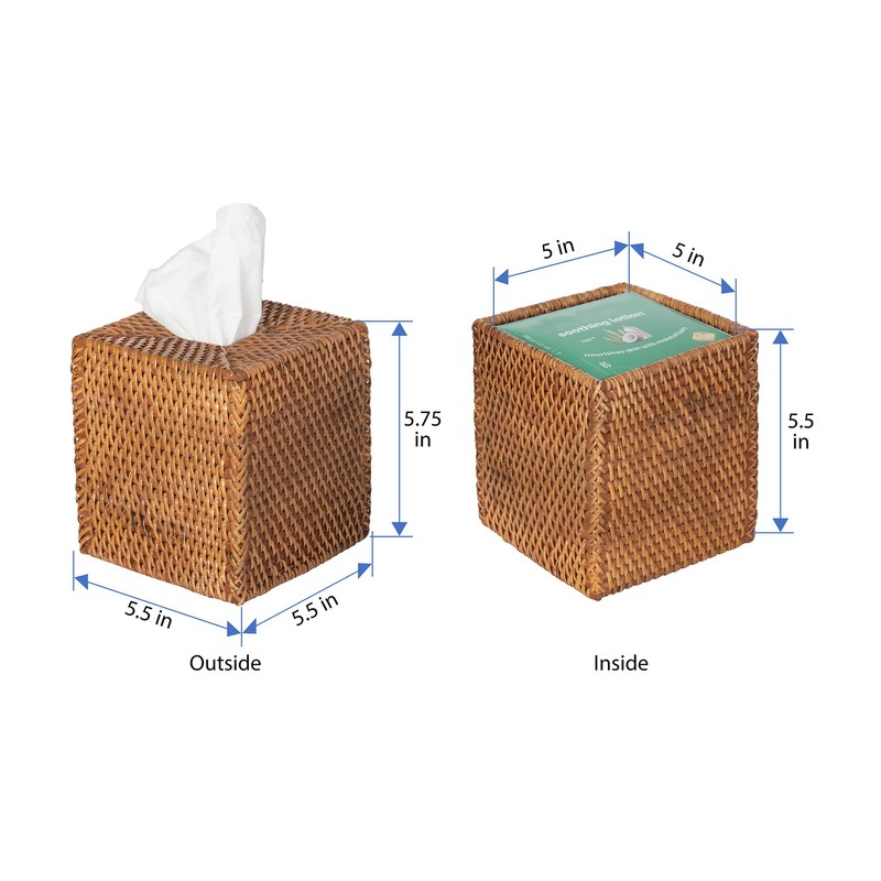 KOUBOO Loma Square Rattan Tissue Box Cover - Coastal Boho