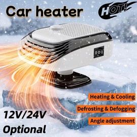 12V/24V Car Heater Fan for Winter Driving – Adjustable Wind Speed & 360° Rotation for Windshield Defogging