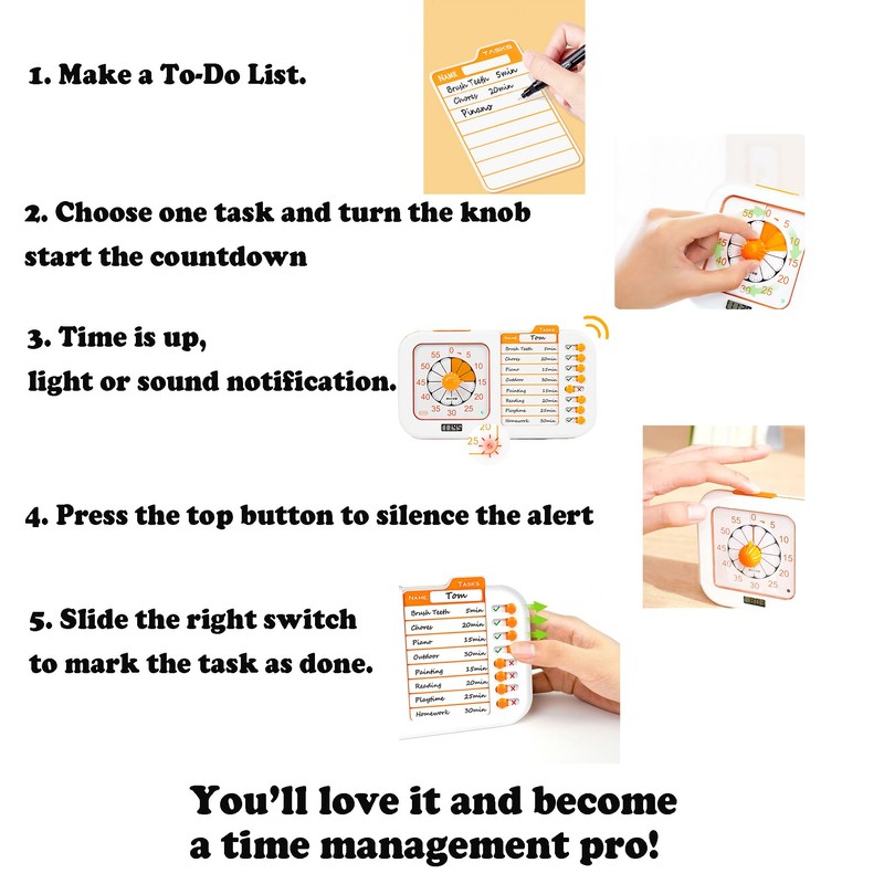 Bothidea Chargeable Task Timer, to-do List with Visual Timer for