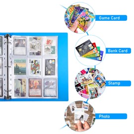Lictin Trading Cards Album - 540 Side Loading Pocket Waterproof, Card Binder Album Folder Card Collection Binder 30 Pages,18 Pockets Each Page(Blue)