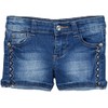 ToBeInStyle Girl's Denim Mini Shorts with Zig Zags and Studs