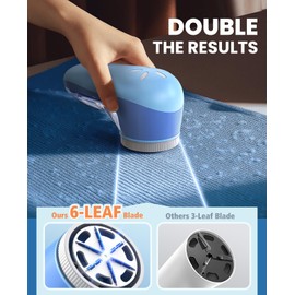 POPCHOSE Fabric Shaver, Lint Remover for Clothes, Electric Lint Shaver with 6-Leaf Blades, Sweater Shavers to Remove Pilling for Clothing, Couch, Furniture, Fuzz, Lint Ball, Bobbles, Blue-Cyan