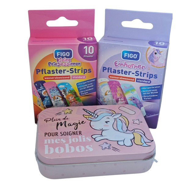 Pflaster für Mädchen mit Motiv Einhorn in süßer Aufbewahrungsbox Zusätzlich