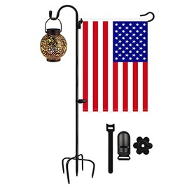 JIEJIEGS Garden Flag Holder Stand Shepherd Hook ,54 Inch 1/2 Thick Garden Flag Pole, Rust-Proof Shepherds Hook Flag Stand for Flag, Lights, Decoration