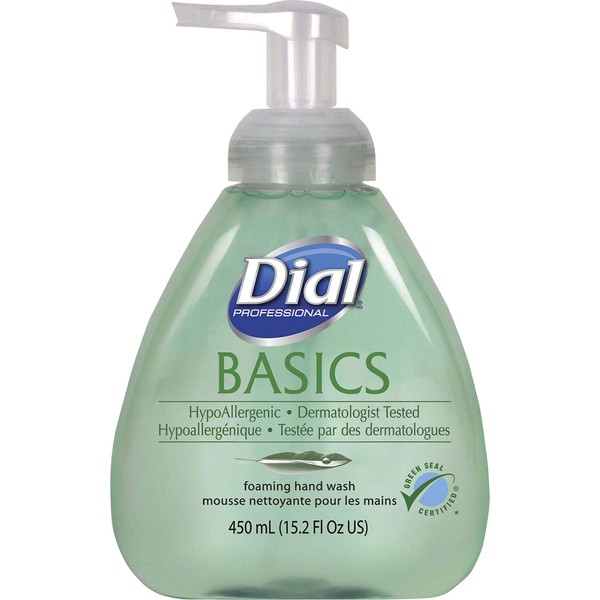 Dial Professional Basics Hypoallergenic Foaming Hand Wash, Green Seal Certified, 15.2 OZ Pump Bottle (Pack of 4)