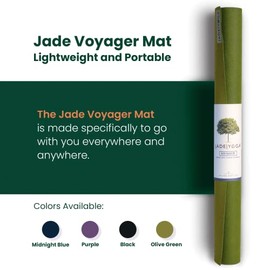 JadeYoga Voyager - Tapete de yoga ligero y portátil, tapete de goma antideslizante para mujeres y hombres, ideal para yoga, entrenamiento en casa, gim