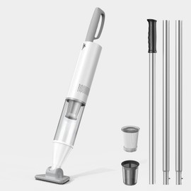 Cordless Pool Vacuum, Handheld Rechargeable Pool Cleaner for Above Ground/Inground Pools, Power LCD Display, Extendable Pole up to 98.4“, 60 Min Runtime for Leaves, Debris, White (2025 Version)