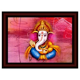 SAF Ganesha Modern Art Cheery Framed UV Coated Painting 11 Inch X 14 Inch SANFK30650