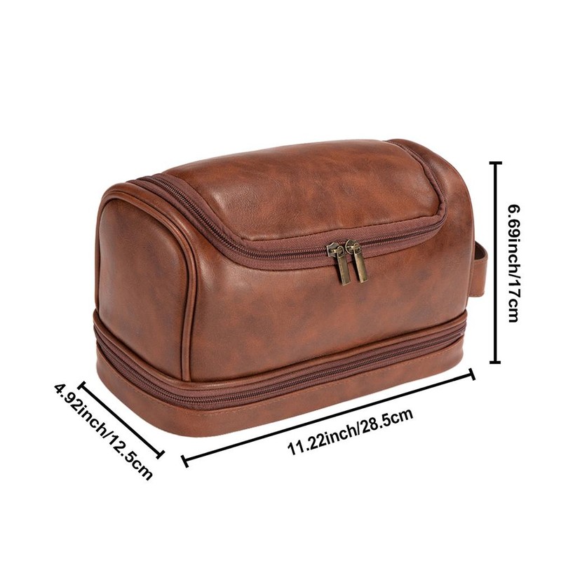 PU Leather Toiletry Bag Large Capacity Travel Organizer Bag with