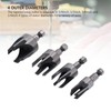 4PCS Tapered Plug Cutter Set 1/4in Hex Shank Claw Type