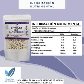 Citrato de Magnesio y Citrato de Potasio bolsa con 120 cápsulas c/u.