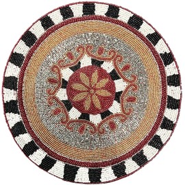 Beaded Placemats for Dining Table, 13 Inches Beaded Placemat for Farmhouse Decor and Kitchen Table Décor, Round Table Mats Set of 1 for Dining Tables, Non-Slip Place mats - ALPHA Living HOME