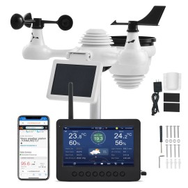 7-In-1 Wi-Fi Wireless Weather Station with 7\" TFT Color Display Solar-Powered Outdoor Sensor Indoor Outdoor MonitorDefault: Default