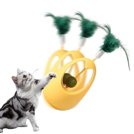 LUPATDY Katzen Spielzeug,Interaktives Katzenspielzeug - Katzenspielzeug Beißstange,360° Tumbler Interaktives Katzenspielzeug - 3 in 1 interaktives Spielzeug,Katzenstab für Katzen mit Katzenmi (Gelb)