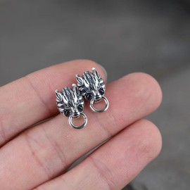 JinYu 2pcs Final FF7. Fantasy Cloud Wolf Earring and 10pcs Stickers ear stud Cosplay Earrings Prop Gifts for Men Women