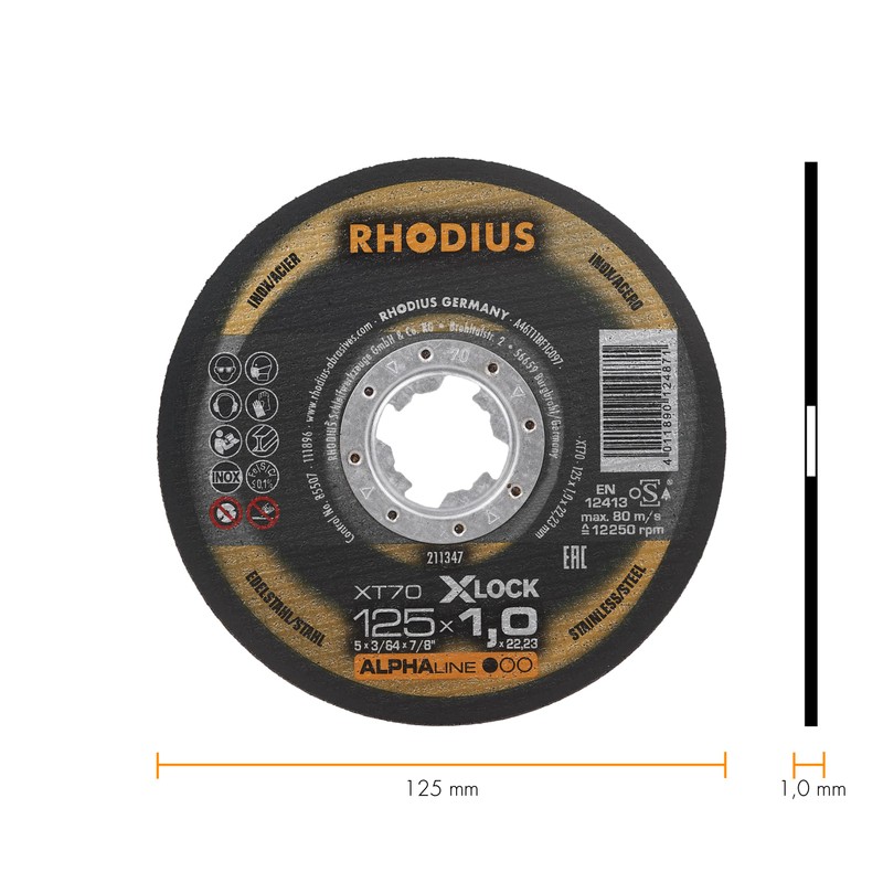 RHODIUS XT70 X-LOCK | Pack of 25 Diameter 125 mm