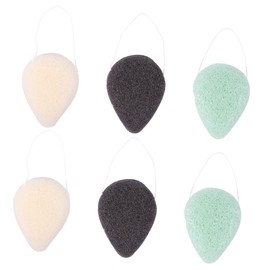 Healvian 6Pcs Natural Facial Puff Sponges for Gentle Makeup Removal and Cleansing Oil Control Exfoliating Bamboo Charcoal Suitable for Skin Types Random Color