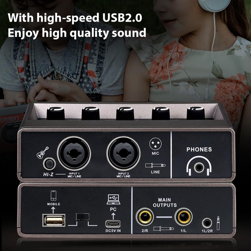 Audio Interface Recording XLR Audio Interface DSP Reverb 48V Phantom