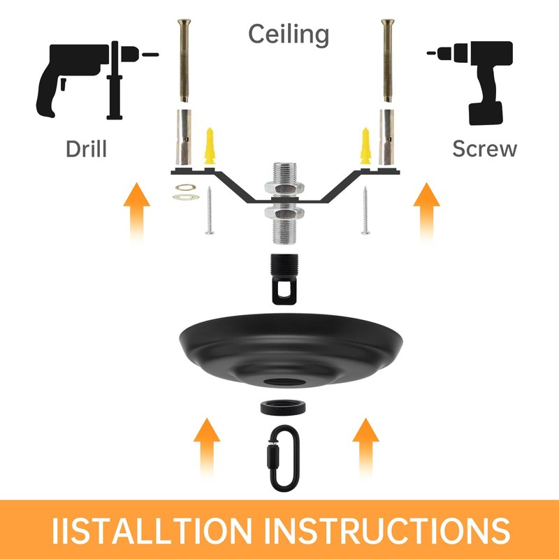 RTNLIT 5" Light Fixture Canopy Kit with 3.2 feet Chandelier