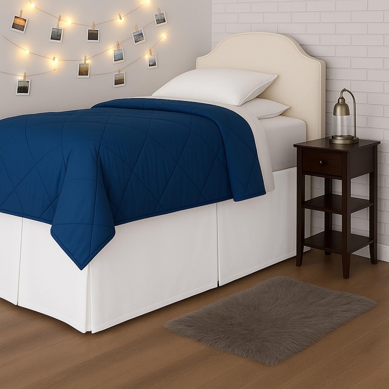 Shreem Linen Extra Long Pleated Dorm Bed Skirt, Twin XL