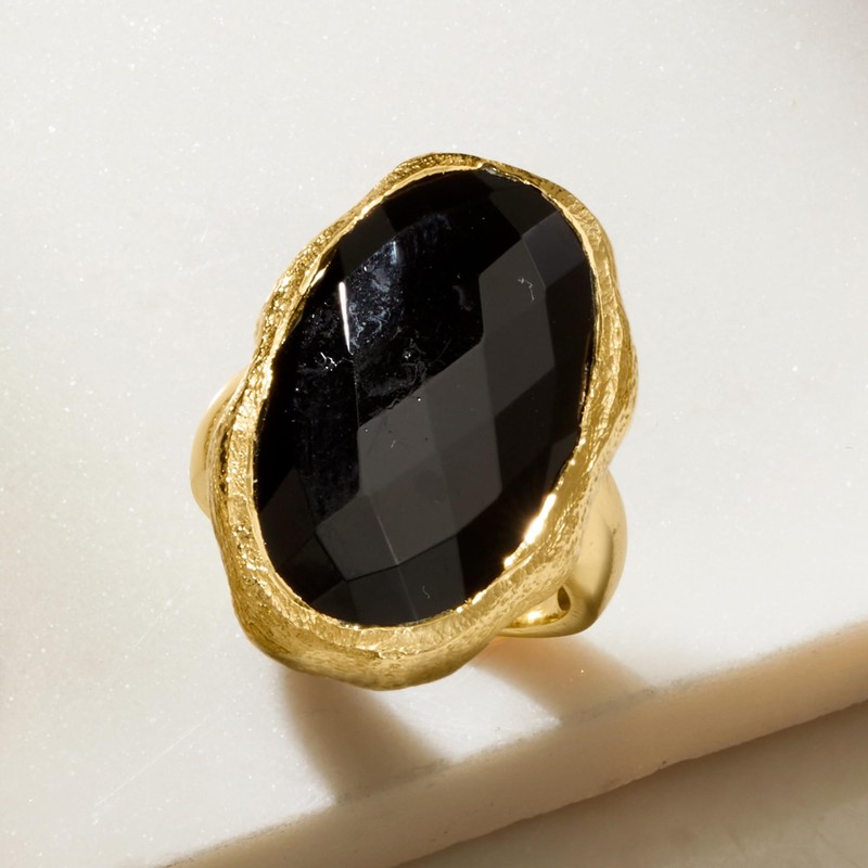 Ross-Simons Onyx Ring in 18kt Gold Over Sterling. Size 9