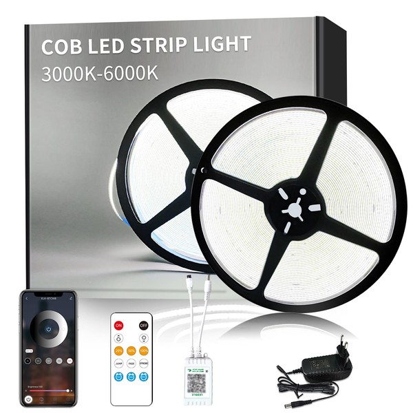 Yeewhale 20 m Dimmable COB LED Strip 6000 K White