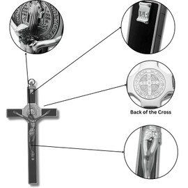 3 ARCHES USA St Benedict Crucifix Wall Cross - Enamel Wall Art with Protective Medal - Handcrafted Design for Spiritual Home Decor - Versatile Religious Wall Decor (Small 3.5")