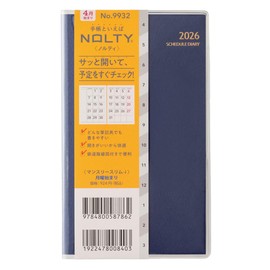 Noritsu NOLTY 9932 Monthly Notebook, Starts from April 2026, Slim, Starts on Monday, Navy