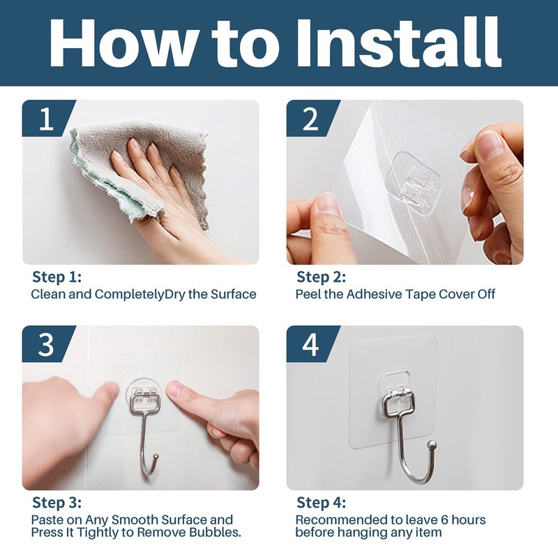 Antimbee 30-Pack All-Purpose Adhesive Hooks for Hanging, Wreath Door Hanger