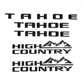 Set 5pack 3PCS for Tahoe Plus 2PCS High Country Emblems 3D Letters Badge Compatible with Tahoe 2019-2025 (Gloss Black)
