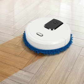 KOLHGNSE 3-in-1 Multifunctional Floor Mop, Auto Clean, Dry and Wet Sweeping with Humidifying Function, USB Rechargeable, Ultra Quiet for Wood and Tile Floors (White)