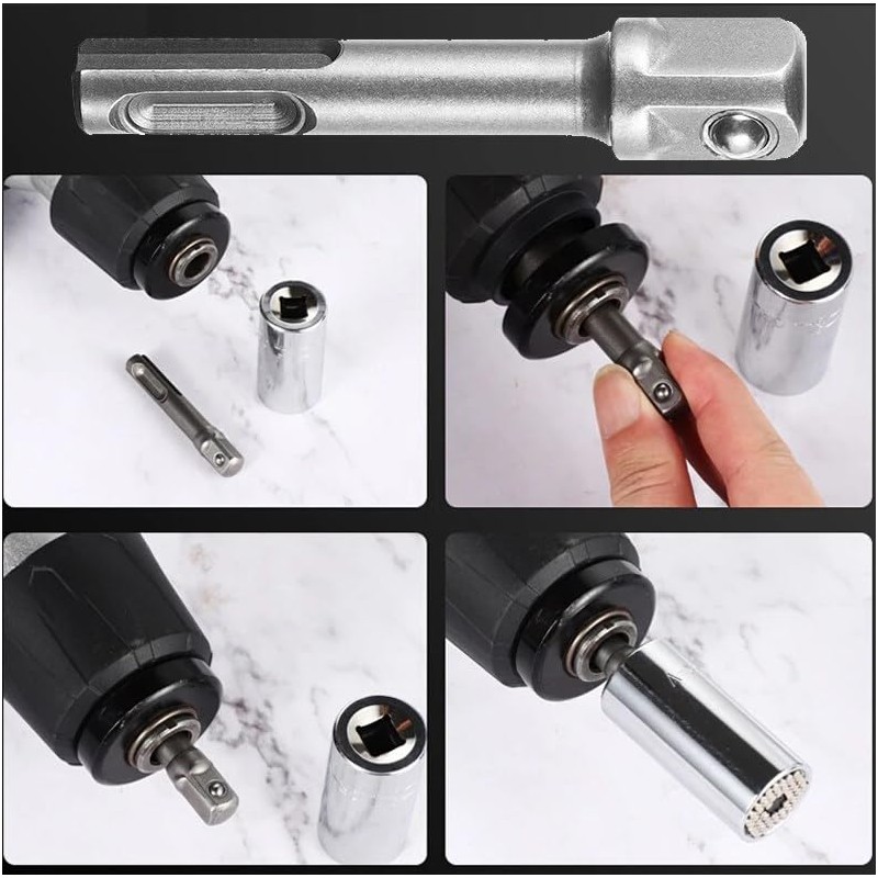 SDS Plus Socket Adapter Set, 4-Piece Set SDS Plus Shank,