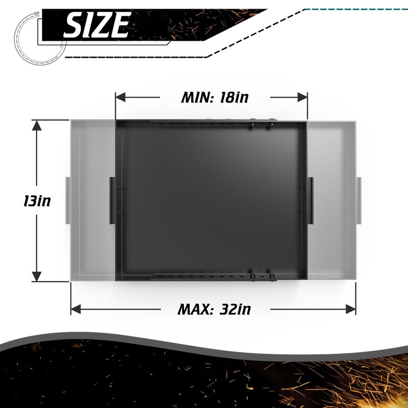 Daisypower Fireplace Tray with Handles, Expandable/Adjustable Ash Pan Ember Holder,