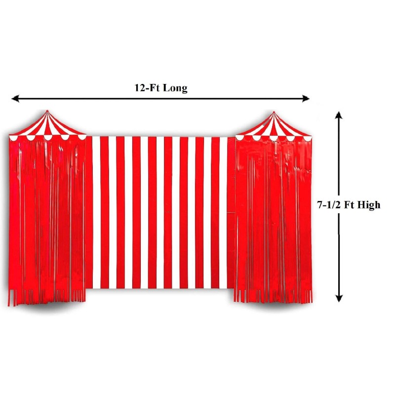 NE-AS Red White Stripe Circus Tent Wall Backdrop Carnival Party