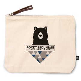 Lantern Press Rocky Mountain National Park, Colorado, Bear and Triangles, Blue, 100% Cotton Zipper Pouch, Travel Accessory, Go Bag