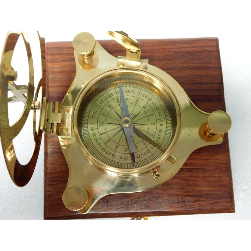 KHUMYAYAD 4" Brass Sundial Compass Fully Functional Compass nevegation Nautical