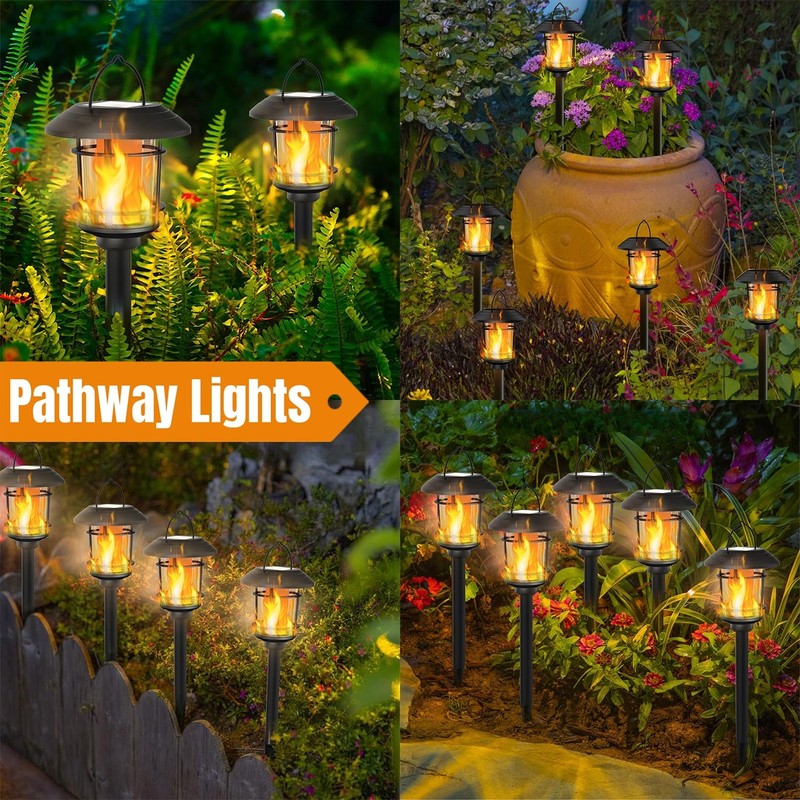 Dynaming 6 Pack Solar Flame Torch Lights Outdoor, Halloween Dual