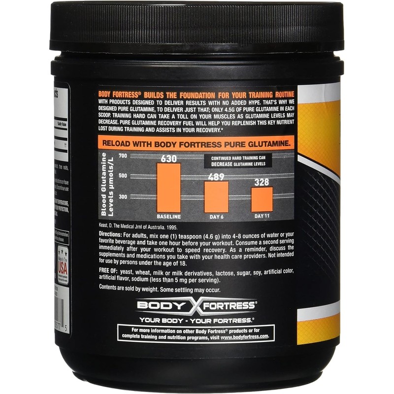 Body Fortress 100% Pure Glutamine Powder, 300g Jar (1ct), Nutrient