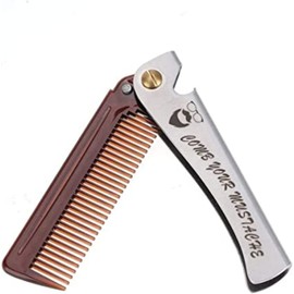 CHOUNIU Men's Comb Foldable Stainless Steel Comb Hair and Beard Comb Pocket Comb with Corkscrew Multifunctional Pocket Comb Home Hair Salon Beard Styling Comb