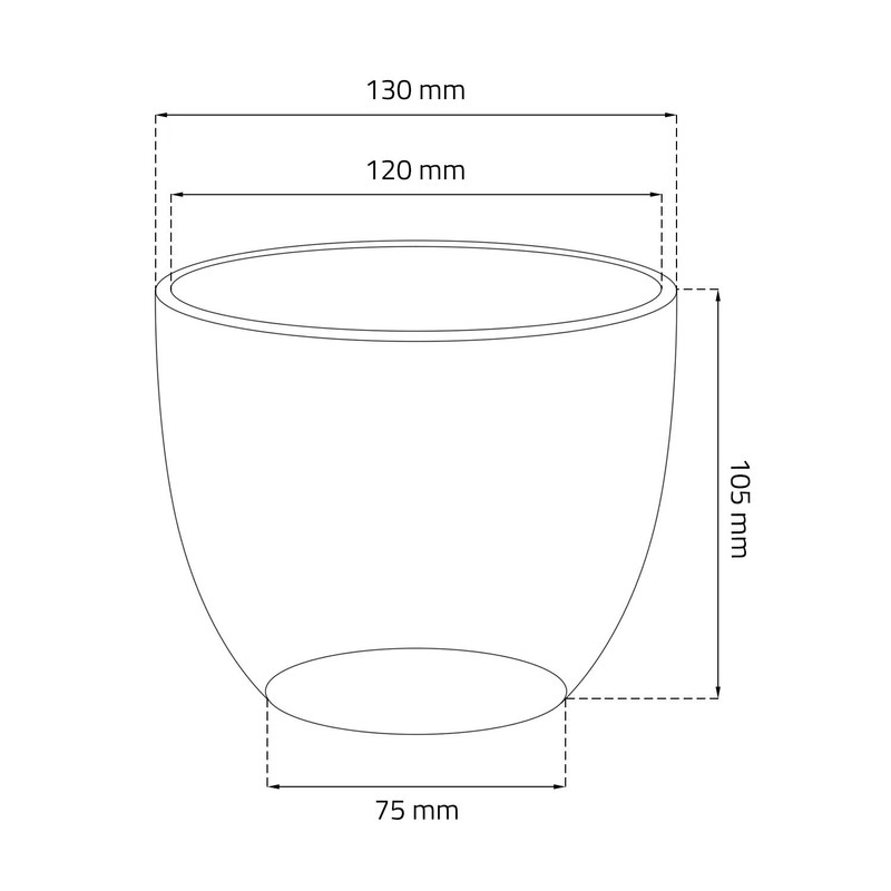 Dark concrete ceramic 13 cm planter with saucer, BARREL series