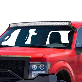 Mofun 52" 300W Curved LED Light Bar Kit with Upper Windshield Roof Mount Brackets Compatible with Ford F150 2004-2018 Fit F150 SVT Raptor 2010-2016