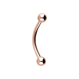 PIERCINGLINE Titanium Banana | 2 Balls | Curved Piercing Bar for Eyebrow, Genital Breast Ear and Much More | Choice of Sizes and Colours, Titanium