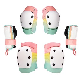 Adult/Child Knee Pads Elbow Pads Wrist Guards Set, Knee Pad for Kids, Skate Guards, 3 in 1 Protective Gear Set for Skateboarding Roller Biking Roller Skating Cycling Outdoor Sports (Blended S)